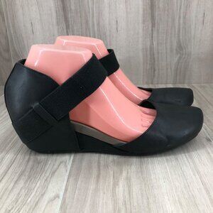Nicole Wedge Shoes Womens 9W Norton Black Slip On Mary Jane Shoes